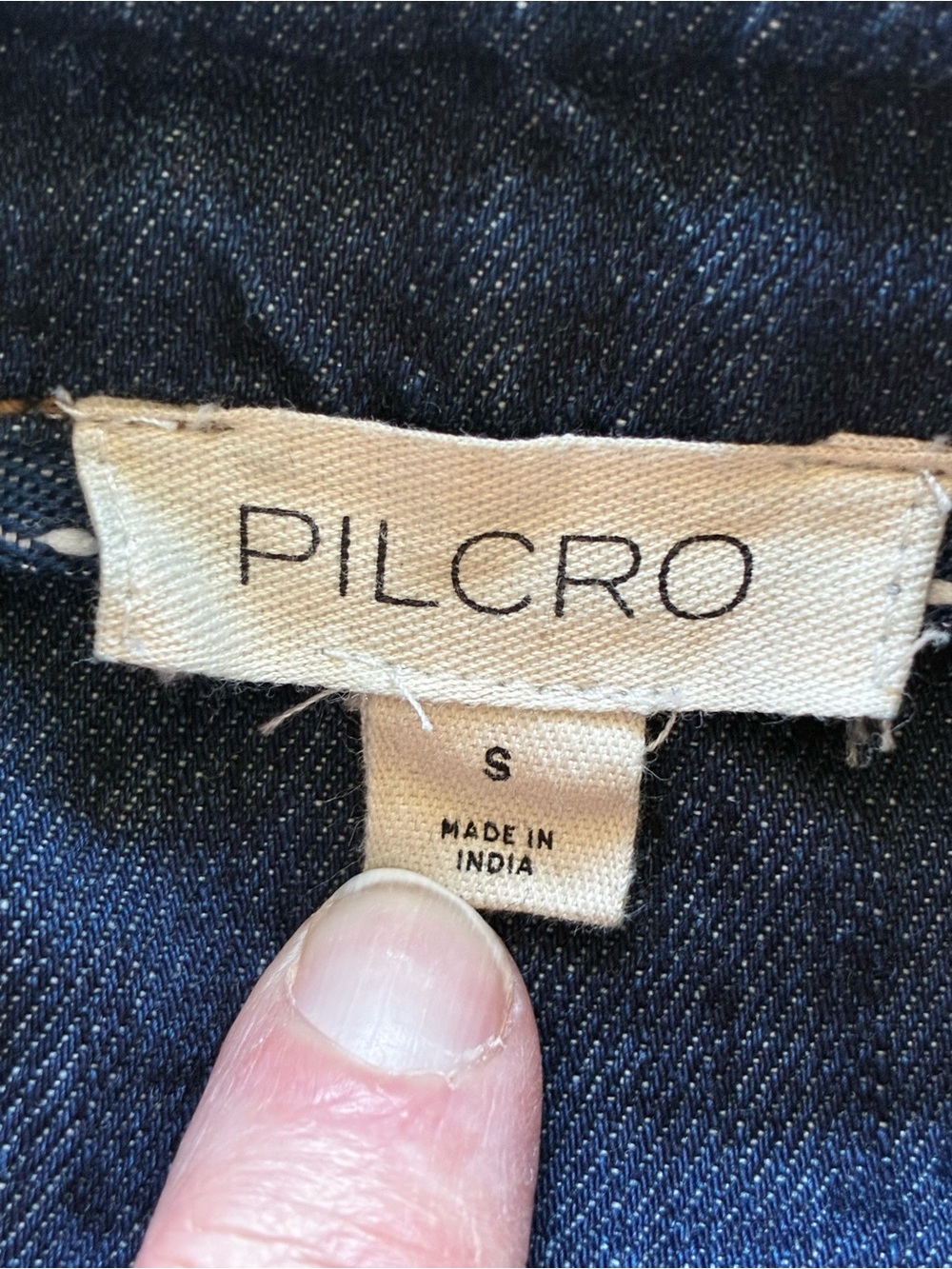 Pilcro The Ozzi Ruffle-Sleeve Denim Buttondown Shirt Navy Size Small - Picture 4 of 16